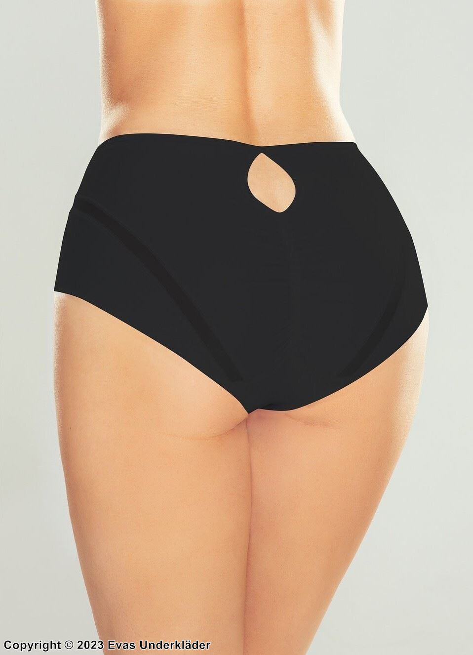 High waist panties, keyhole, belly and buttocks control, tulle inlay